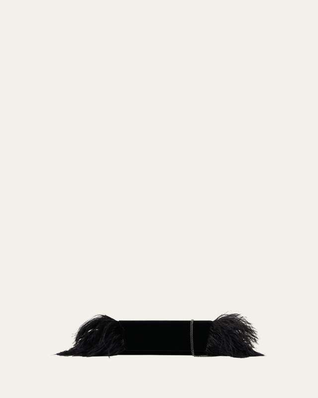 Anouk Small Clutch Bag with Feather Trim